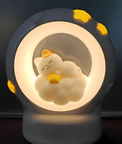 Verspielte Katzen- und Mond-Nachtlichtdekoration