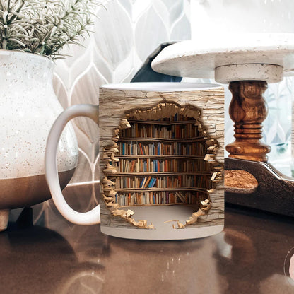 Keramik 3D Bücherregal Tasse für Buchliebhaber