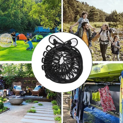 Tragbare Wäscheleine mit Klammern für Camping und Outdoor-Einsatz