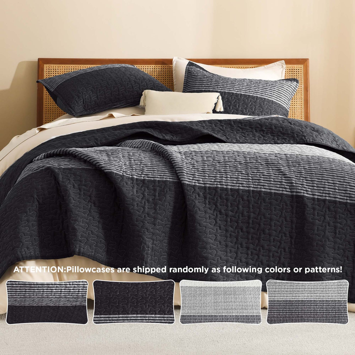 Gestreiftes Bettwäsche-Set mit weicher, gemütlicher Textur