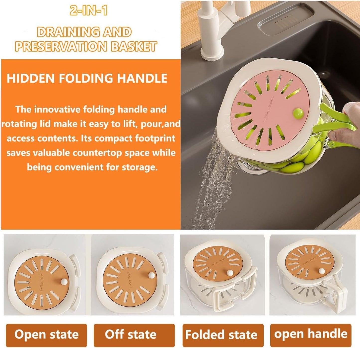 FreshNest™ - Multifunktionaler Abtropfkorb für Obst und Gemüse