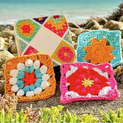 CozyNest™ - Bunte Granny Square Häkelmusterkarten