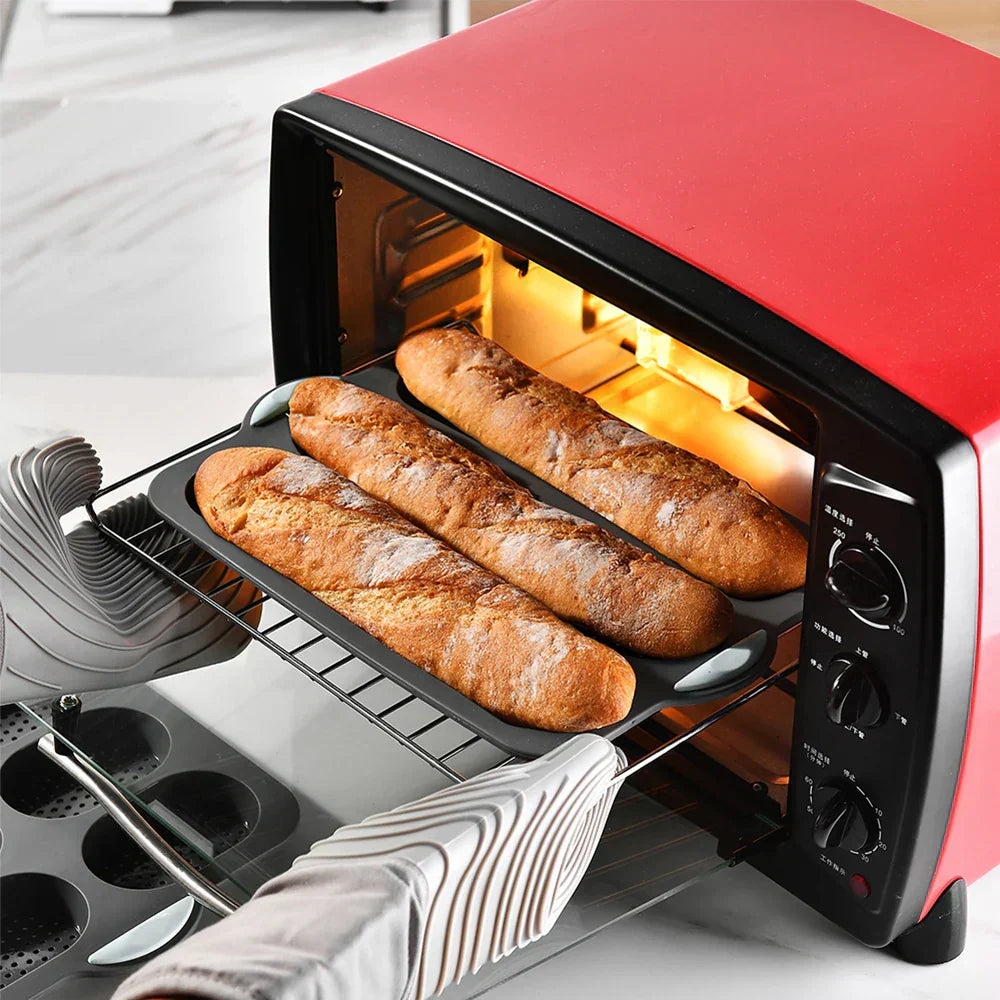 CrustyBake™ - Antihaft-Silikon-Baguette-Backform für perfekte Laibe