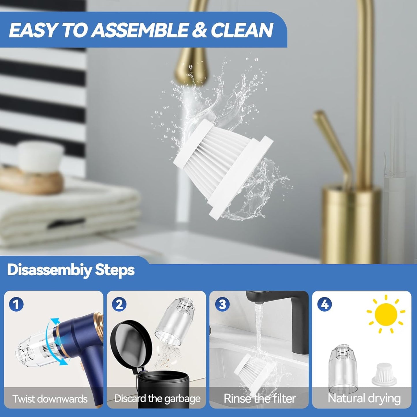 Tragbarer kabelloser Mini-Staubsauger und Luftgebläse für Auto und Zuhause