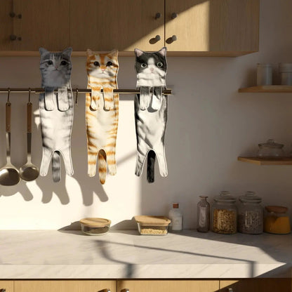 CozyNest™ - Weiches Baumwollhandtuch mit Katzenmotiv