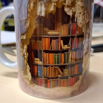 Keramik 3D Bücherregal Tasse für Buchliebhaber