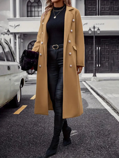 50% RABAT | Liaquen™ | Modebewusster Trenchcoat mit Gürtel und Pelzbesatz