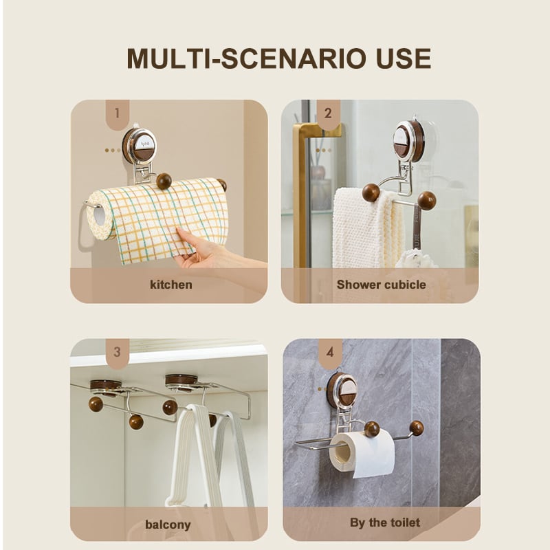 Eleganter, bohrfreier Küchenrollenhalter mit Saugnapf-Organizer
