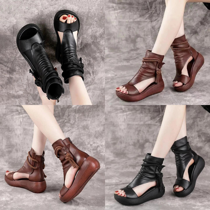 Trista™ | Pu Leder offene Zehenkeilsandalen