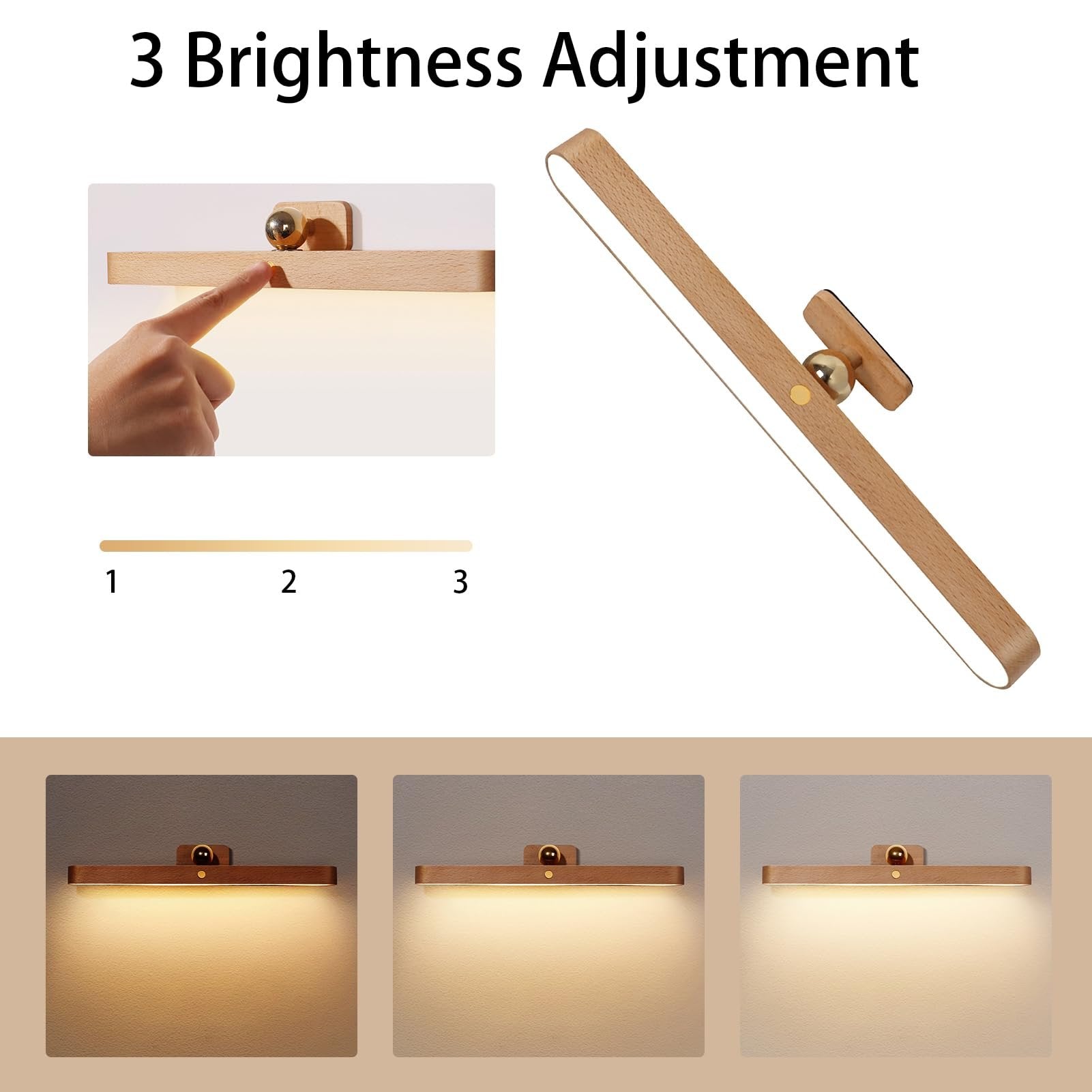 Magnetische Holzlampe, dimmbar und kabellos