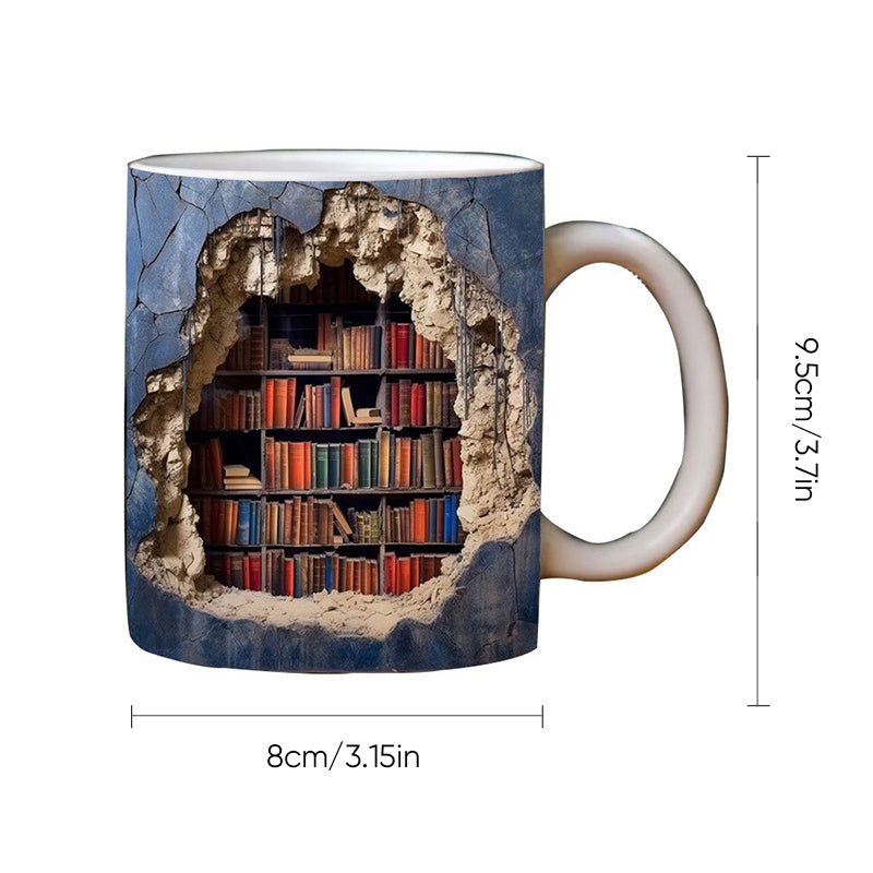 Keramik 3D Bücherregal Tasse für Buchliebhaber