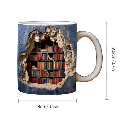 Keramik 3D Bücherregal Tasse für Buchliebhaber