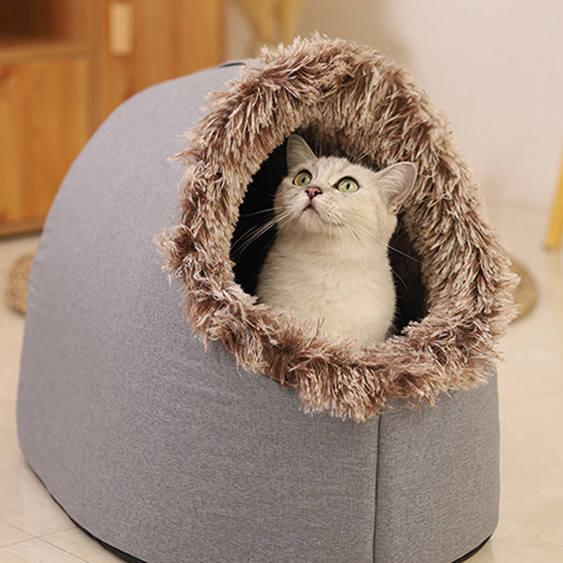 CozyNest™ - Gemütliches Winter-Höhlenbett für kleine Hunde und Katzen