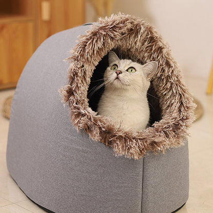 CozyNest™ - Gemütliches Winter-Höhlenbett für kleine Hunde und Katzen