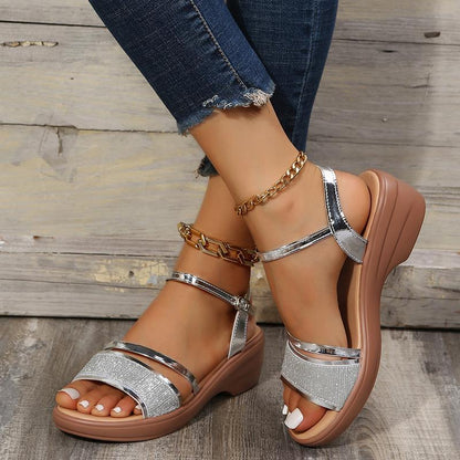 WedgeWonders™ | Damen Keilsandalen mit offener Spitze