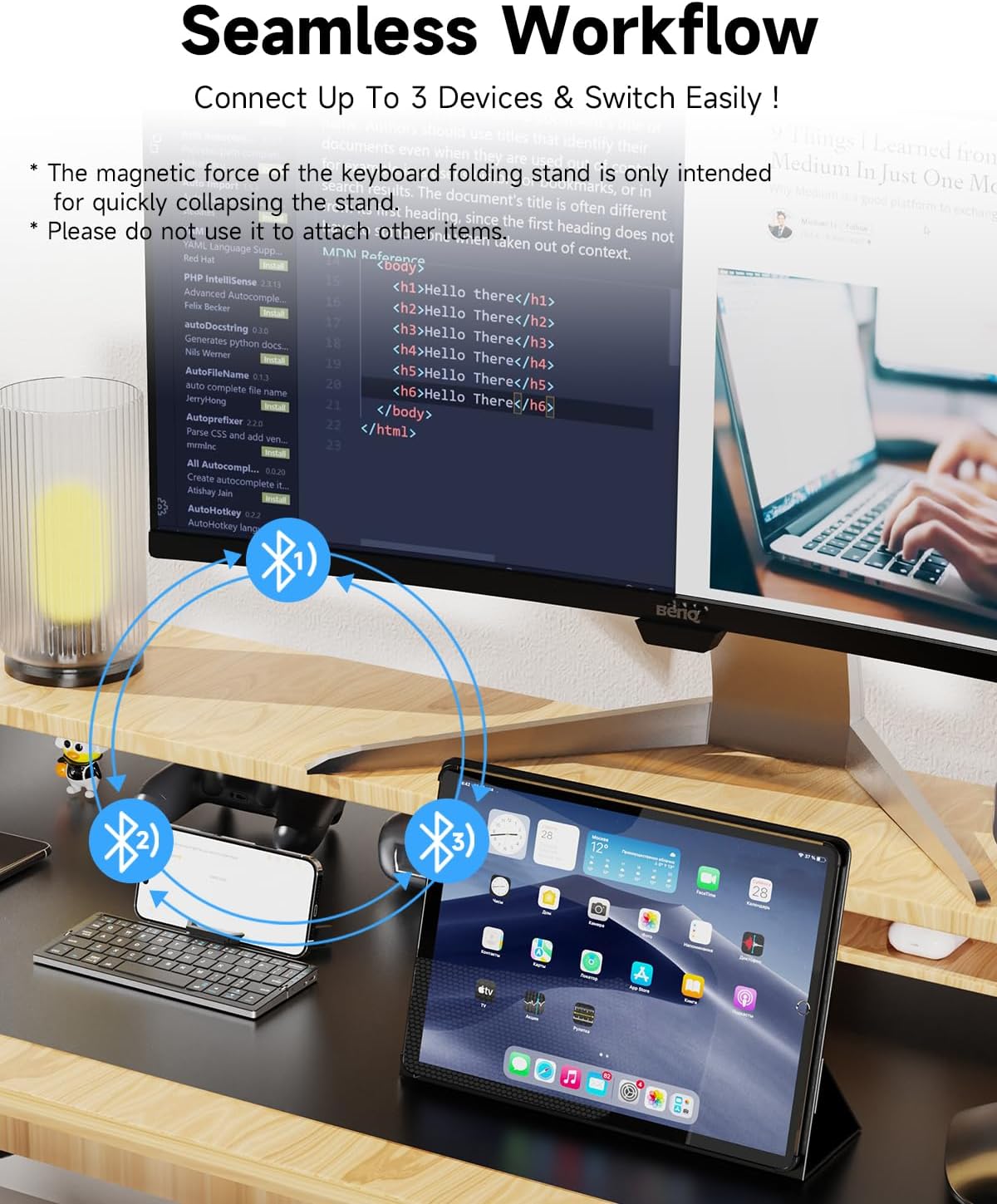 TechEase™ - Tragbare, faltbare Bluetooth-Tastatur mit Ständer
