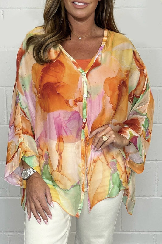 Elie Tahari™ | Silk-patterned chiffon blouse 