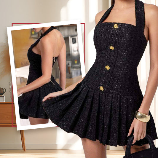 Tweedessa™ – Damen Elegantes Tweed-Halterkleid