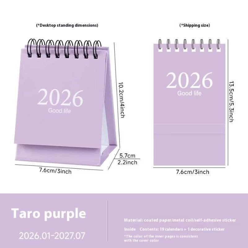 2026 Mini Tischkalender | Morandi Farbiger Stehkalender